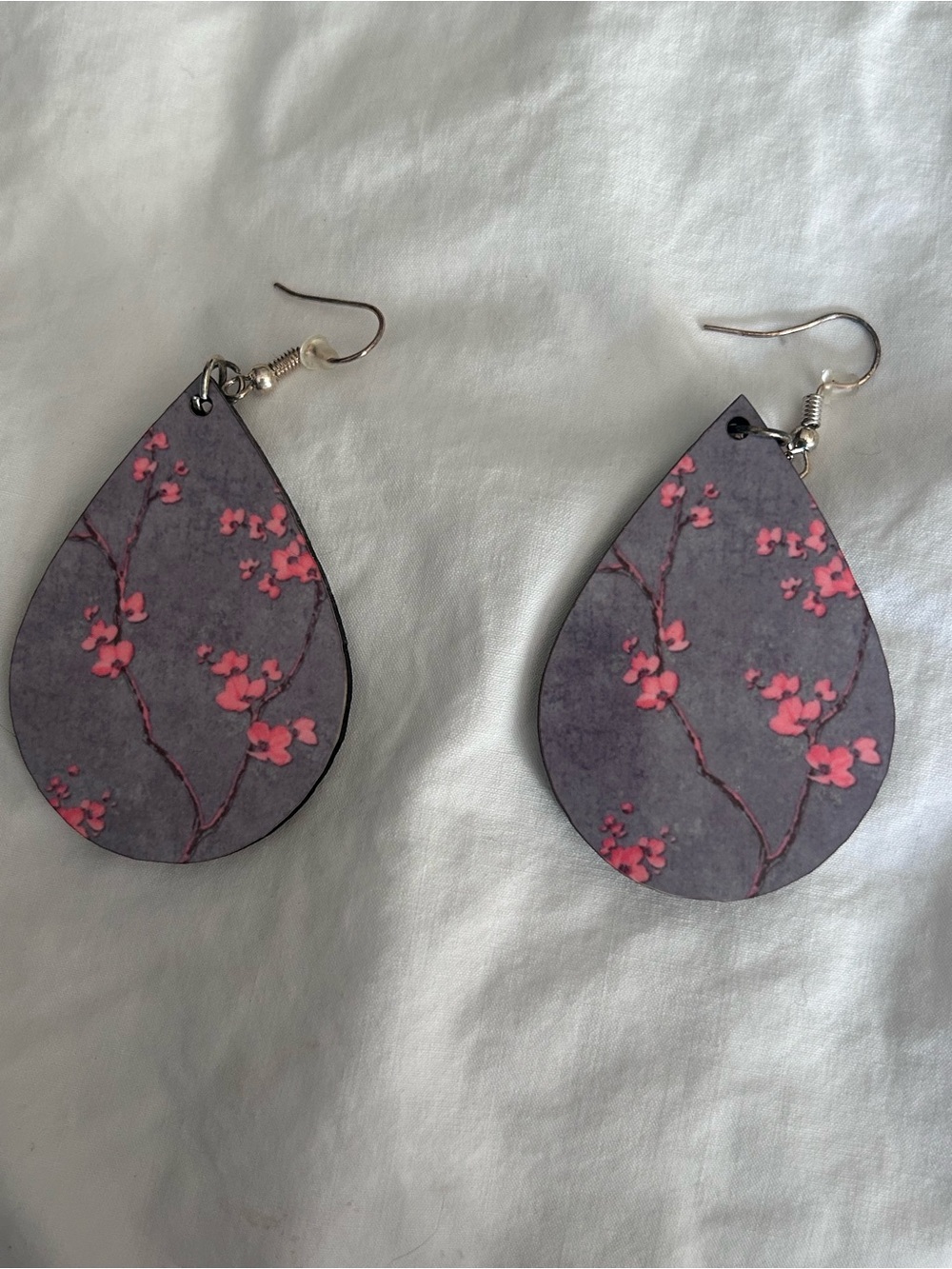 Amazon Pink Floral Teardrop Dangle Earrings